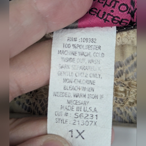 Seventeen Fashion 1X Sleeveless Lace Blouse Tan/Brown With Ribbon Y2K - Picture 9 of 11